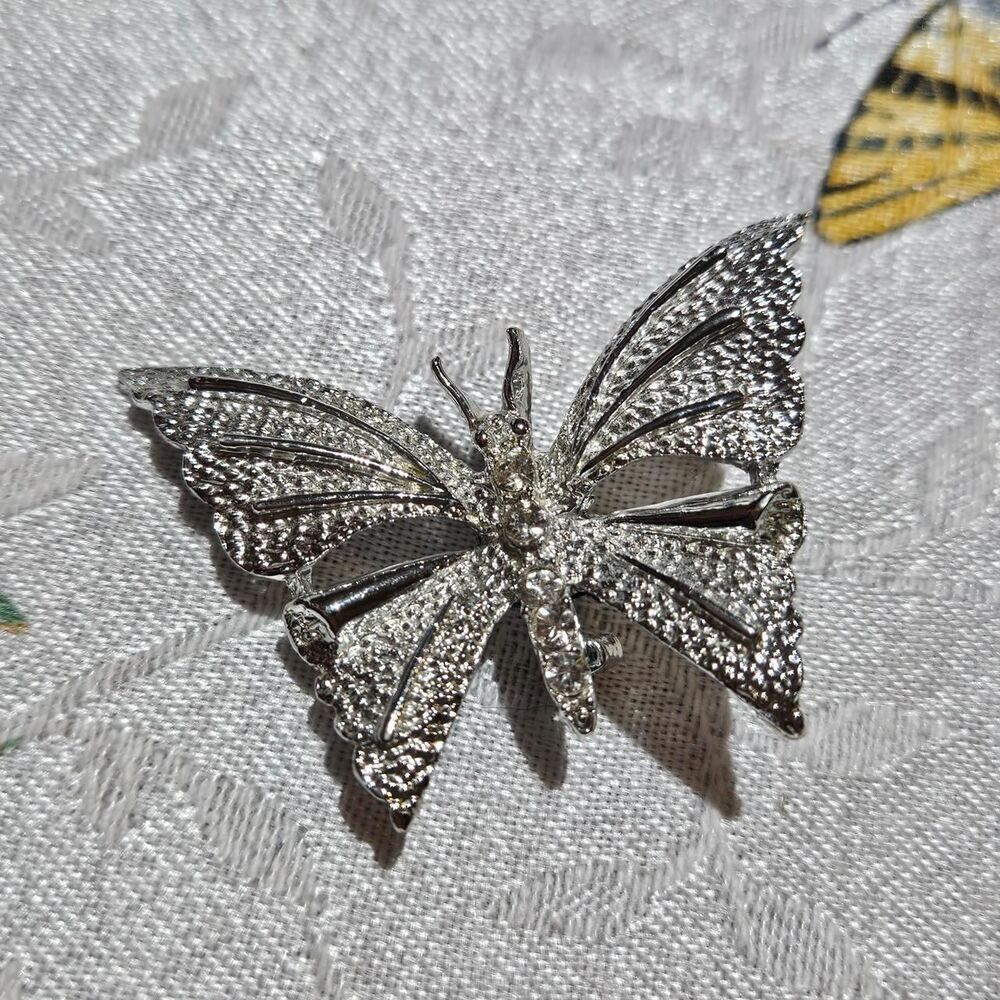 vintage boho whimsical butterfly silver tone brooch